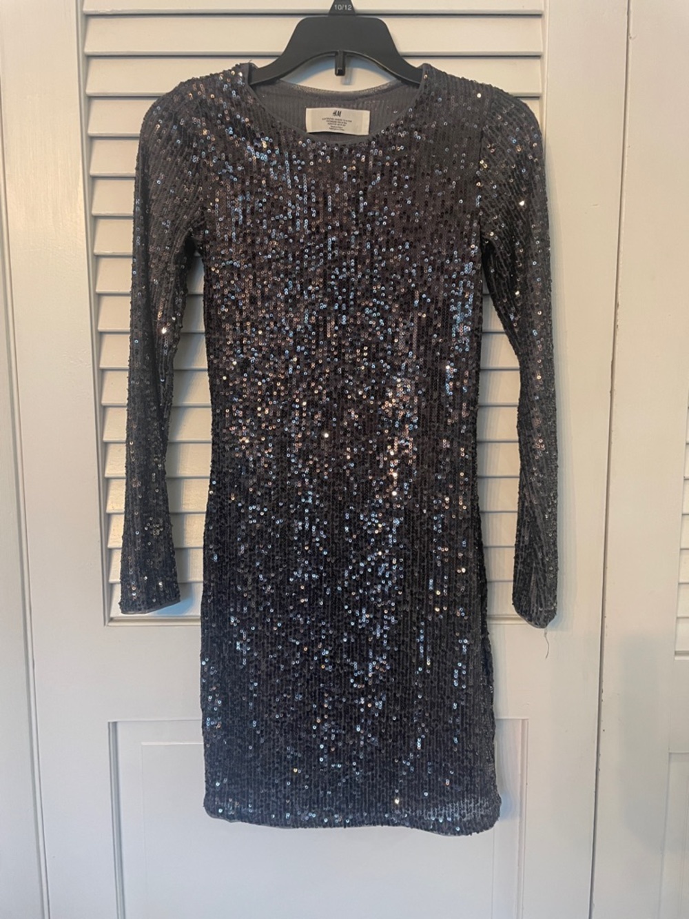 H&M Black Sequin Long-Sleeve Bodycon Dress